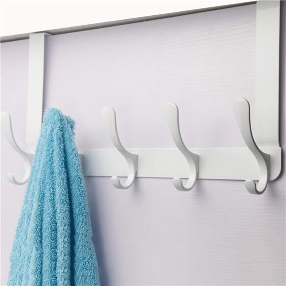 Over The Door Hook - 5 Hooks, Over Door Hook Hanger for Hanging Clothes/Towels - Picture 3 of 7